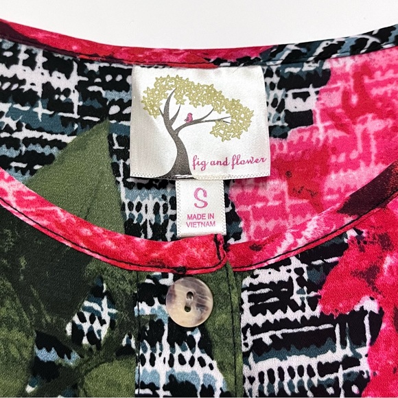 Fig & Flower Women’s Floral Print Hi-low Popover Tunic Small Longline Red Black - Picture 4 of 11